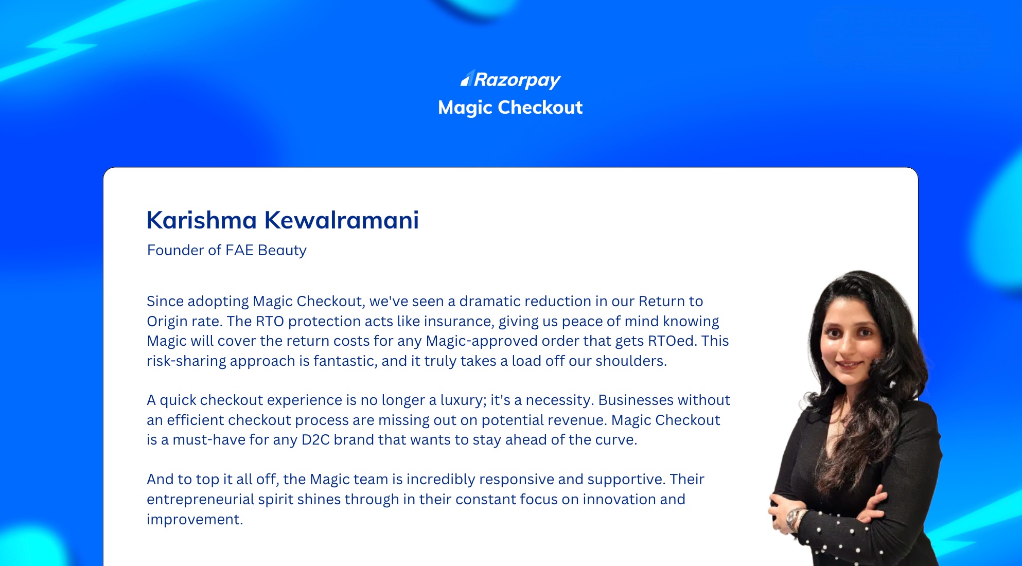 Magic checkout case study <> Fae Beauty testimonial
