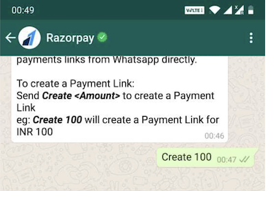 User sent Create 100