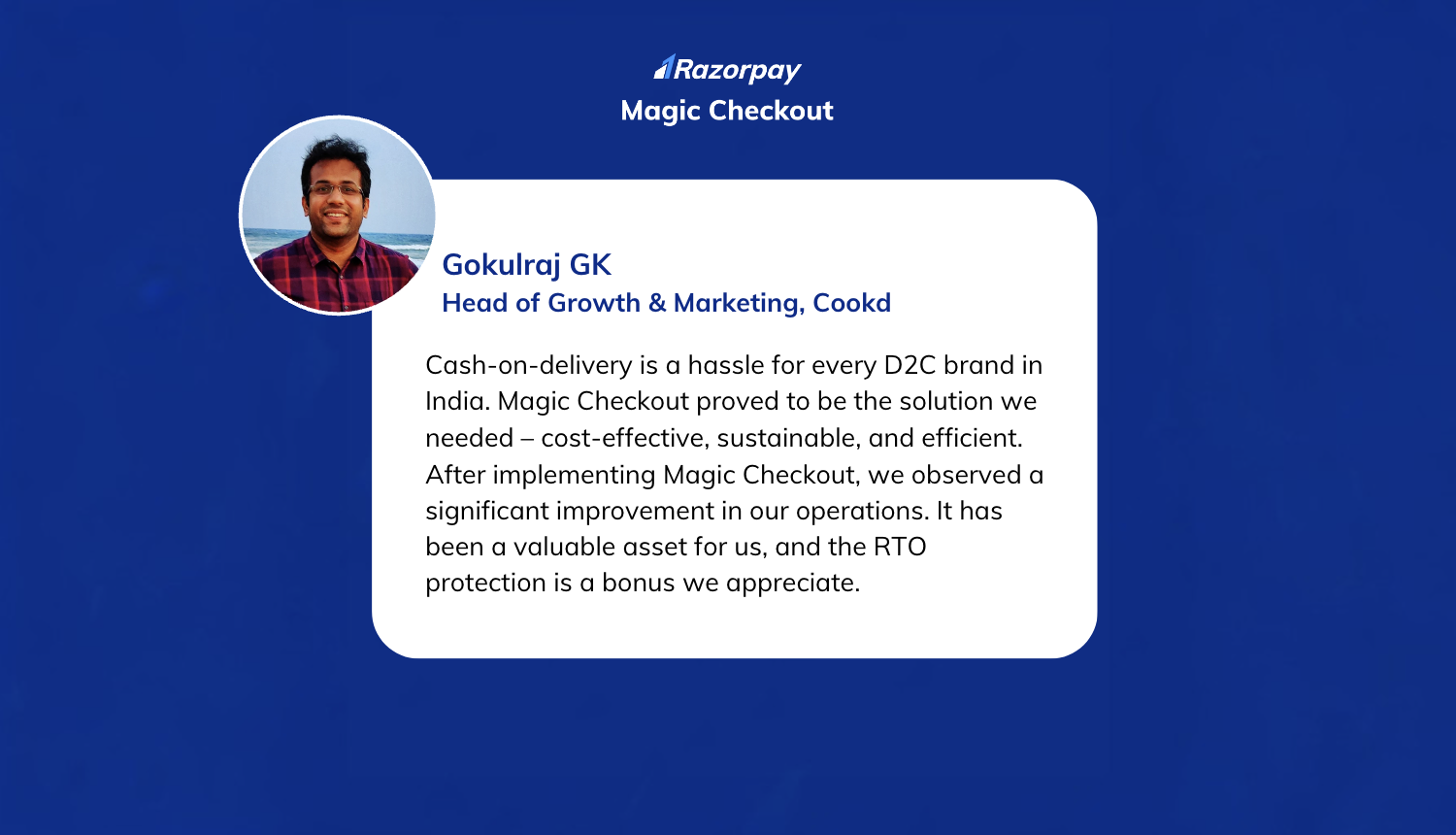 Cookd's testimonial for Magic Checkout case study