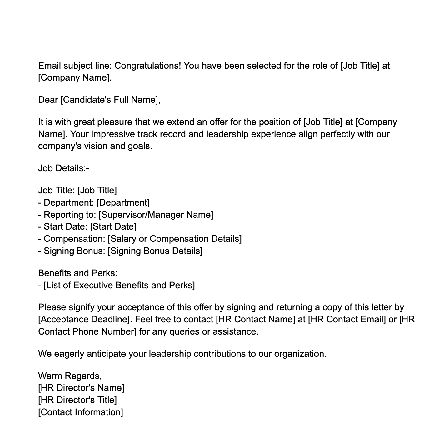 executive offer letter