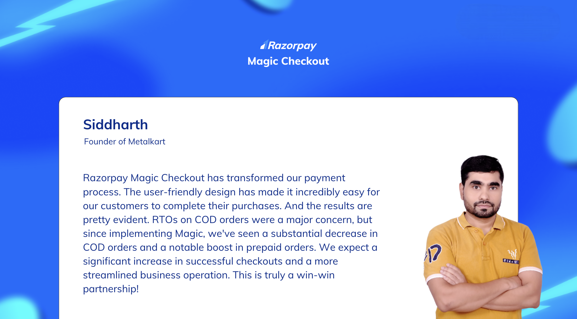Magic Checkout case study - Metalkart's testimonial